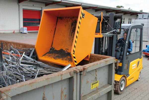 Spaandercontainer SGU 100, gelakt, Geeloranje