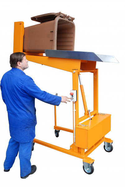 Afvalcontainer-Kiepstation MKS-12V, gelakt, Geeloranje