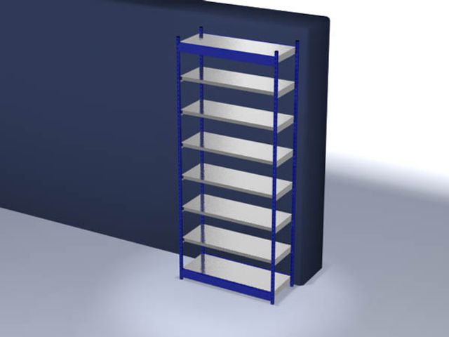 Basisrek, gedemonteerd, RFG 305013 ME, 7 legborden 3000 x 500 x 1325 mm - gentiaanblauw / gegalvaniseerd - 