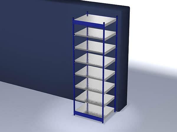 Basisrek, gedemonteerd, RFG 308010 ME, 7 legborden 3000 x 800 x 1025 mm - gentiaanblauw / gegalvaniseerd - 