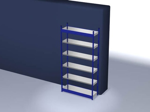 [RFG254013ME] Basisrek, gedemonteerd, RFG 254013 ME, 6 legborden 2500 x 400 x 1325 mm - gentiaanblauw / gegalvaniseerd - 