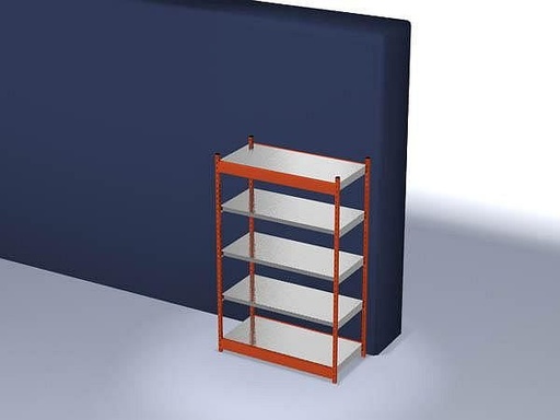 [ROG206013ME] Basisrek, gedemonteerd, ROG 206013 ME, 5 legborden 2000 x 600 x 1325 mm - puur oranje / gegalvaniseerd - 