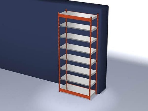 [ROG305013ME] Basisrek, gedemonteerd, ROG 305013 ME, 7 legborden 3000 x 500 x 1325 mm - puur oranje / gegalvaniseerd - 